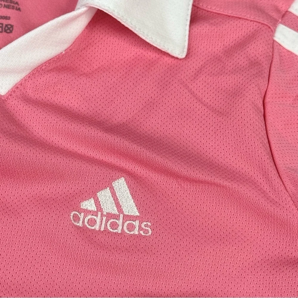 Adidas athletic shirt bubblegum pink white sports girls size small 7/8